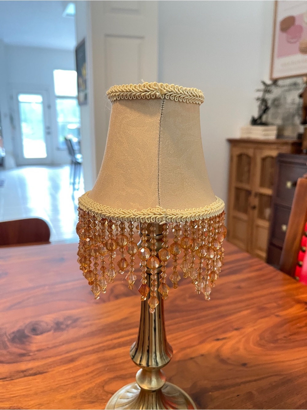 Classic Beige Beaded Table Lamp Shade - Unbranded